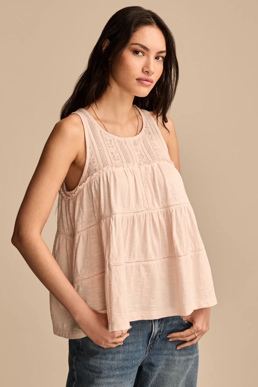 LACE RUFFLE HIGH NECK TIERED TUNIC, image 3