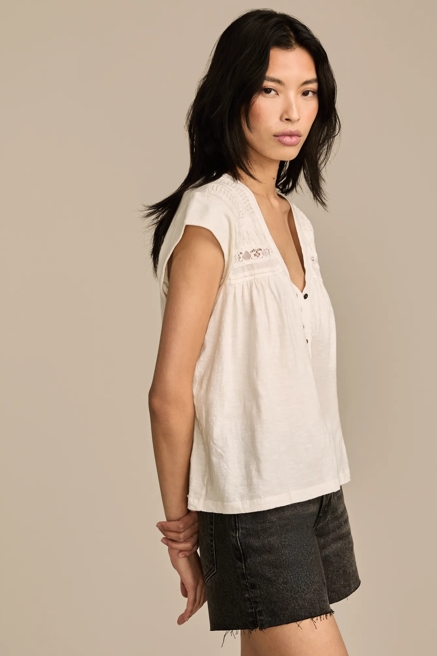 LACE TRIMMED HENLEY TEE, image 3