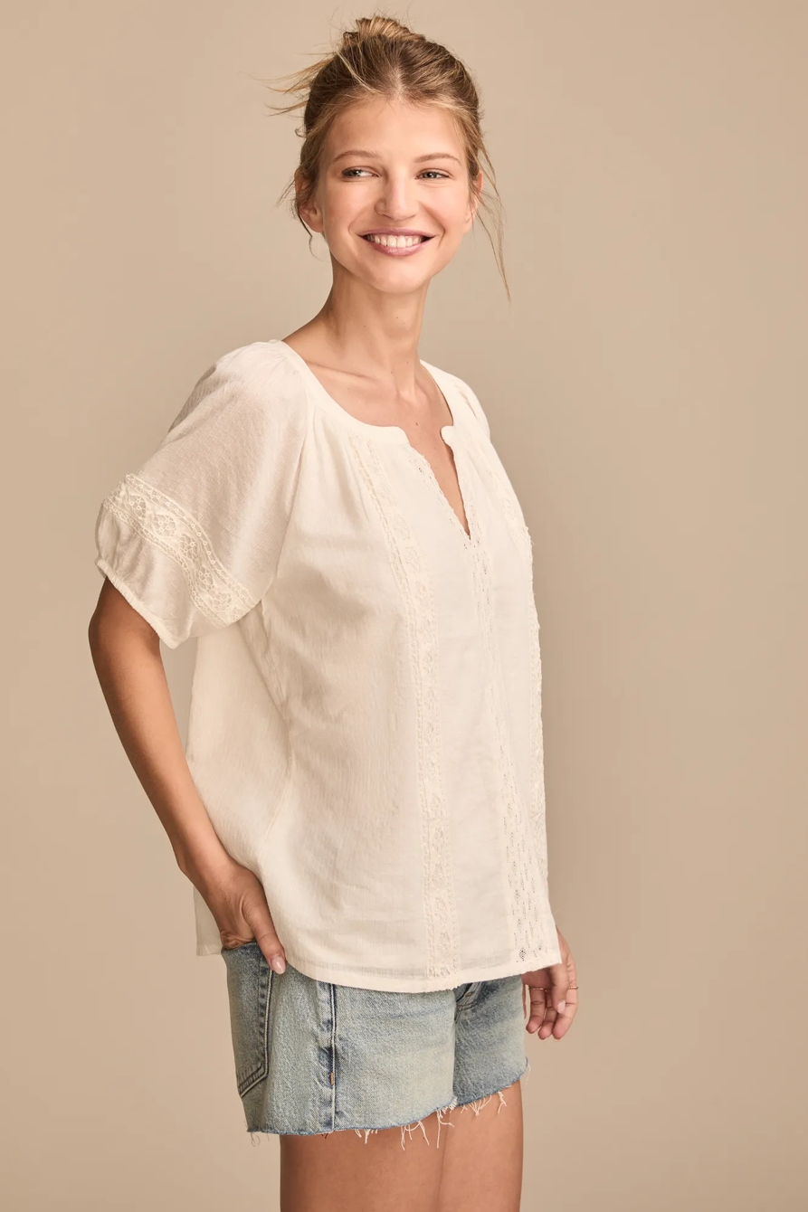LACE INSET PEASANT BLOUSE, image 3