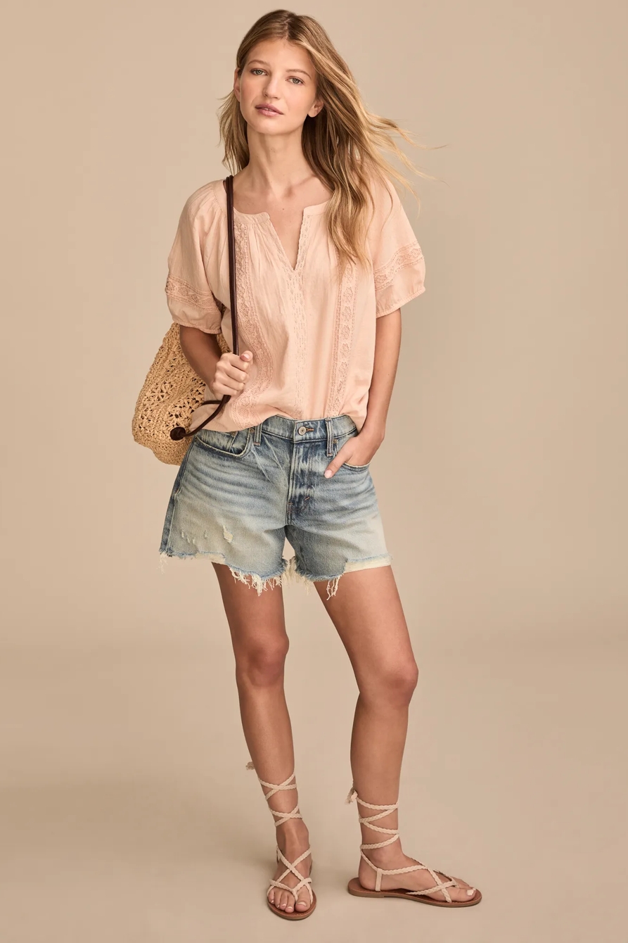 LACE INSET PEASANT BLOUSE, image 2
