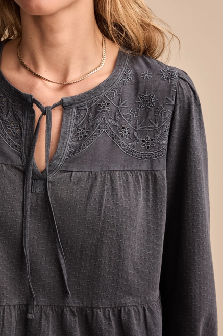 TIERED BABYDOLL TEXTURED TOP, image 2