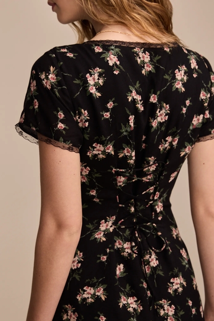 LACE TRIMMED SHORT SLEEVE MIDI DRESS, image 2