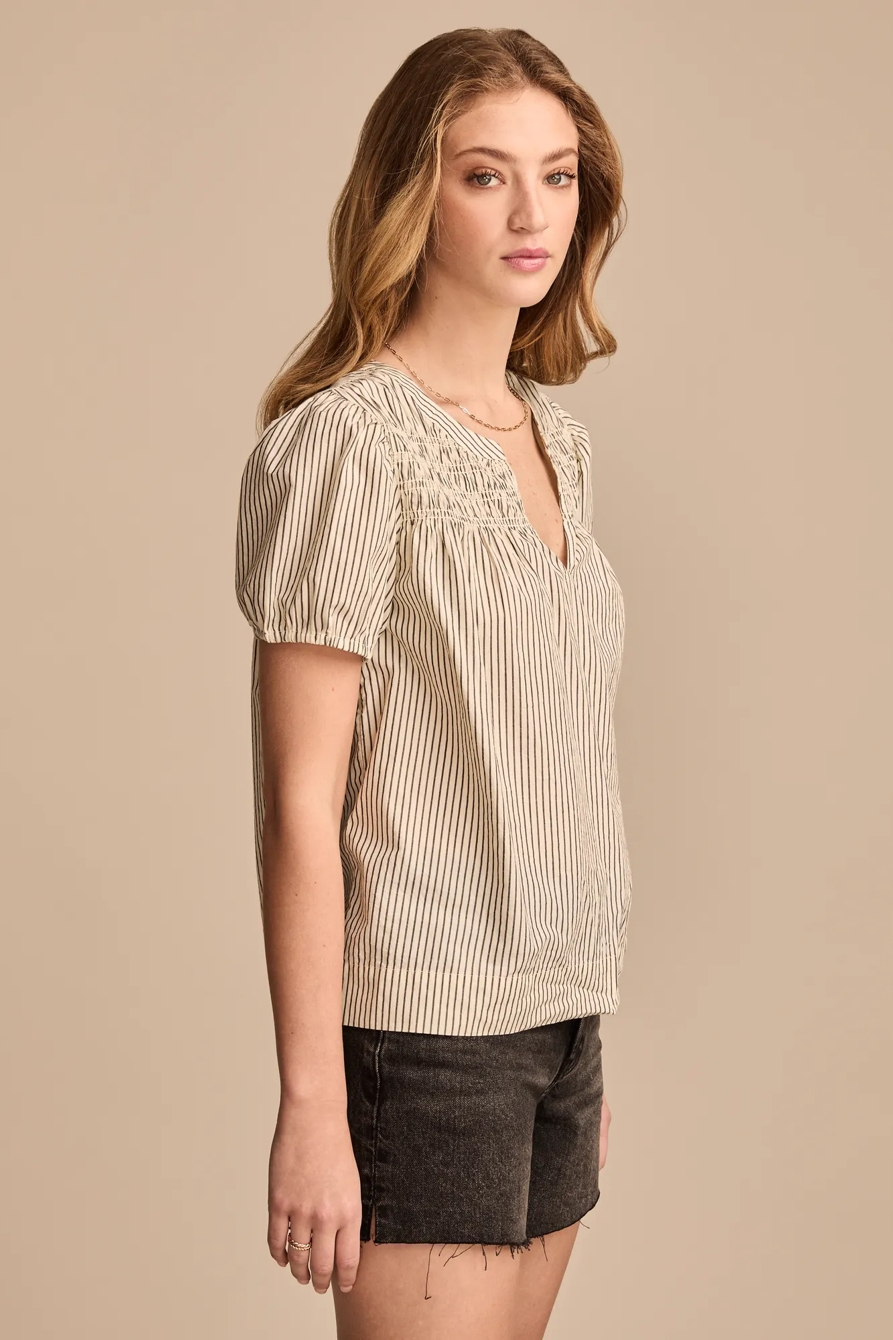 SMOCKED NOTCH PUFF SLEEVE TOP, image 4