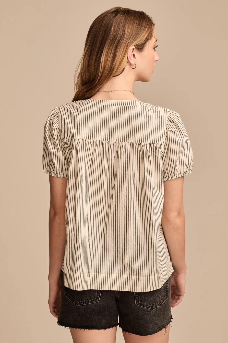 SMOCKED NOTCH PUFF SLEEVE TOP, image 5