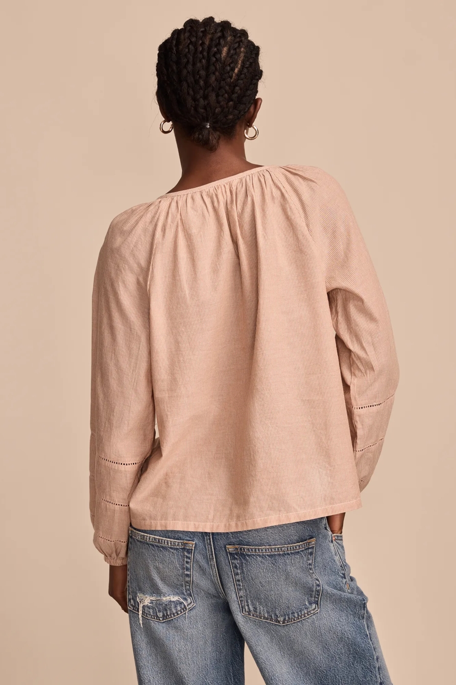 LONG SLEEVE PINTUCK PEASANT BLOUSE, image 3