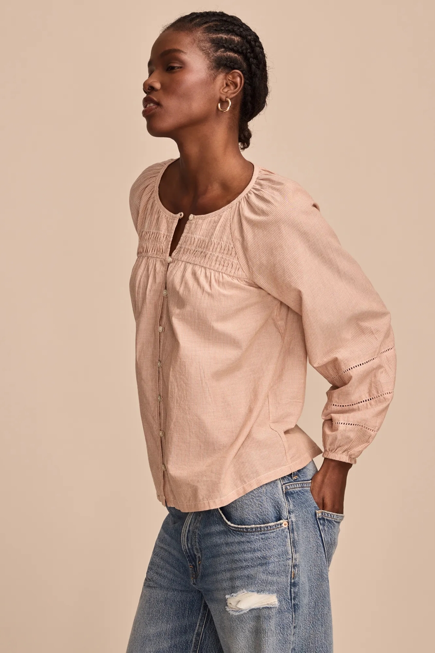 LONG SLEEVE PINTUCK PEASANT BLOUSE, image 4