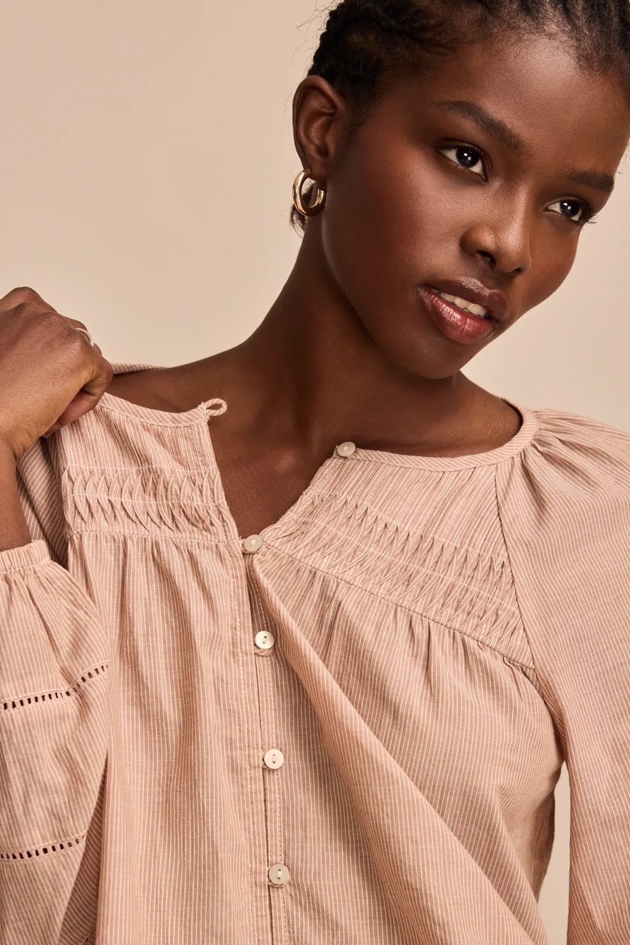 LONG SLEEVE PINTUCK PEASANT BLOUSE, image 5