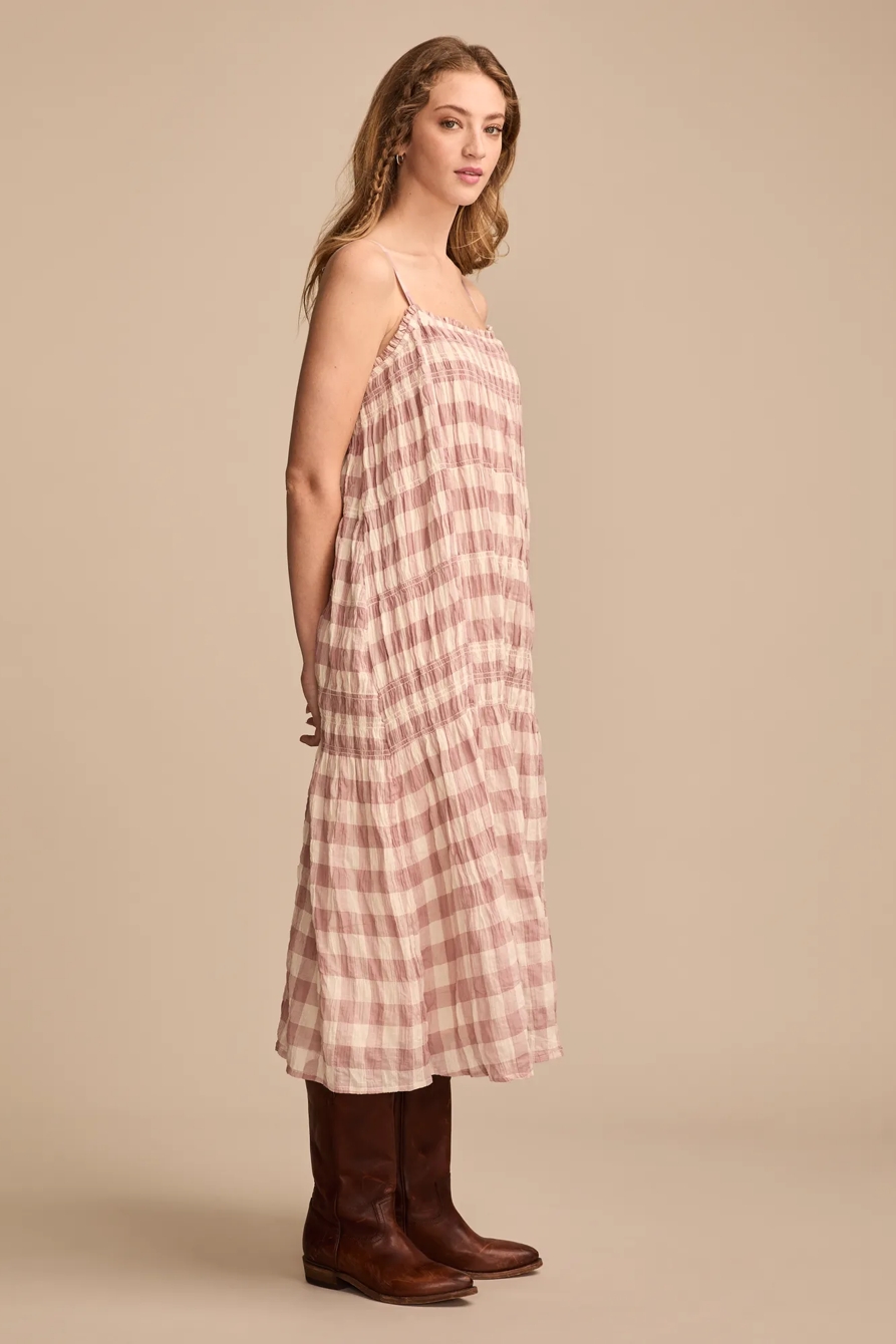 SMOCKED GINGHAM MIDI DRESS, image 4