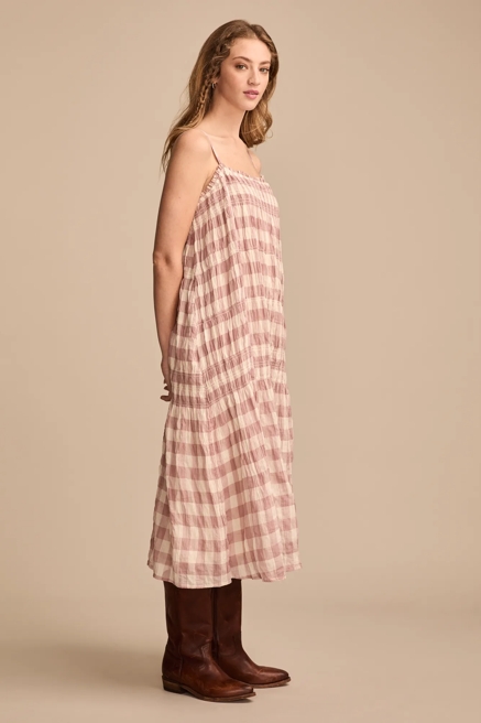 SMOCKED GINGHAM MIDI DRESS, image 4