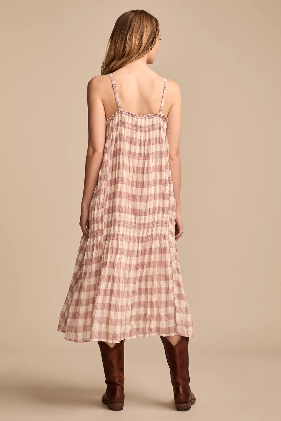 SMOCKED GINGHAM MIDI DRESS, image 5