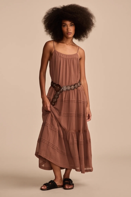 SLEEVELESS PINTUCK TIERED MAXI DRESS, image 1