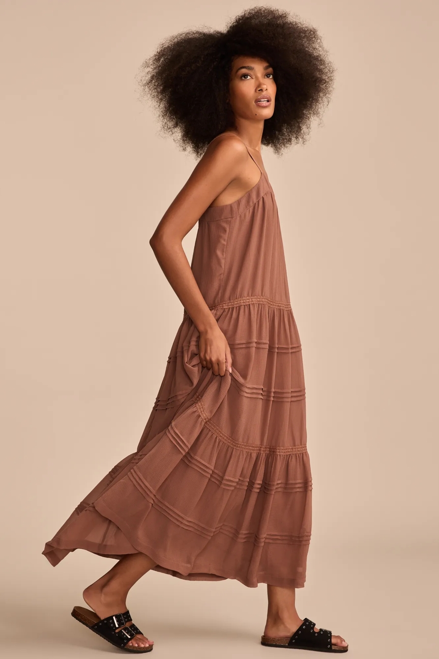 SLEEVELESS PINTUCK TIERED MAXI DRESS, image 4