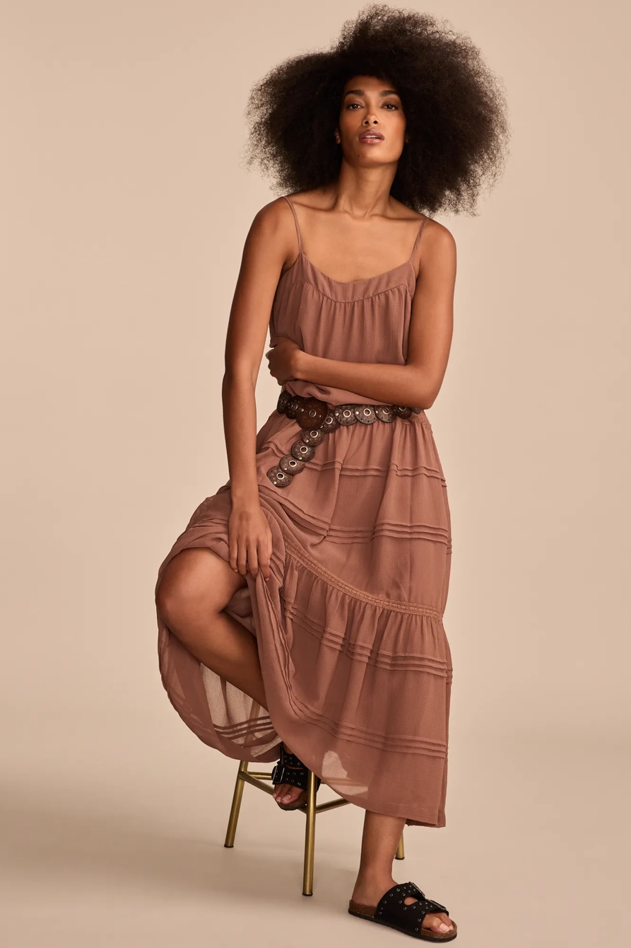 SLEEVELESS PINTUCK TIERED MAXI DRESS, image 6