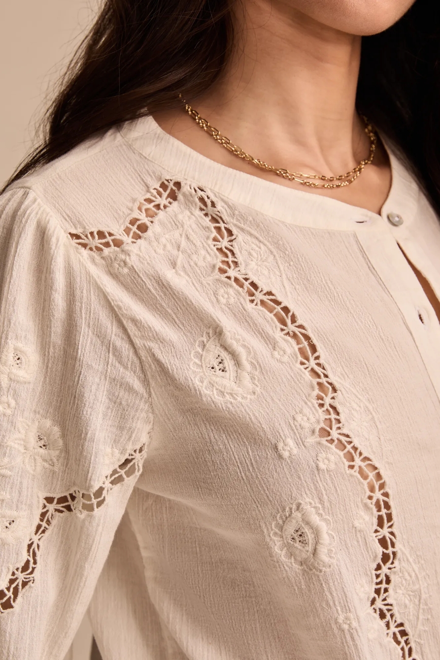 LACE MANDARIN COLLAR SHIRT, image 2