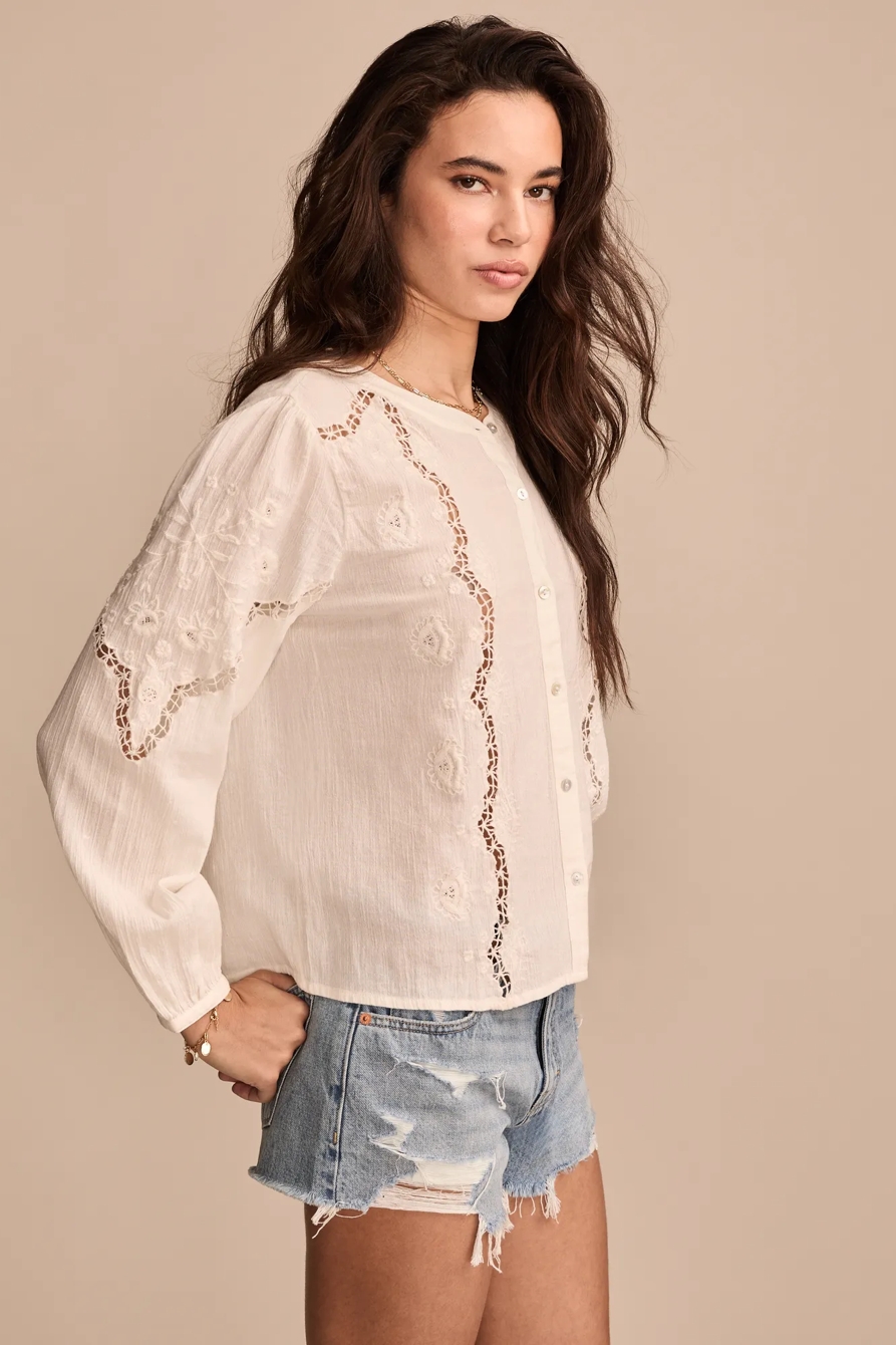 LACE MANDARIN COLLAR SHIRT, image 4