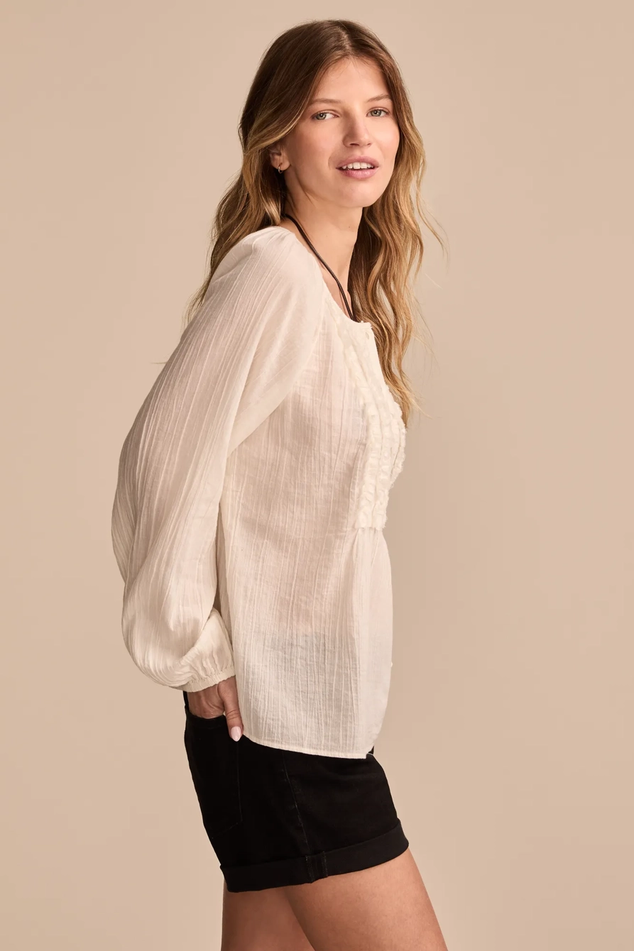 RUFFLE TUXEDO BLOUSE