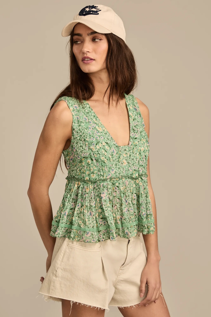 PRINTED RUCHED RUFFLE V NECK BLOUSE, image 4