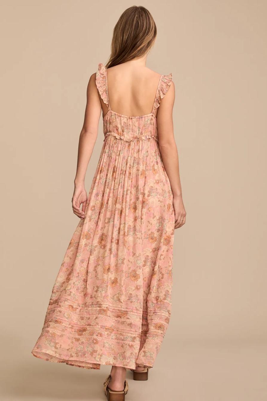 PRINTED RUFFLE SLEEVE MIDI DRESS, image 6