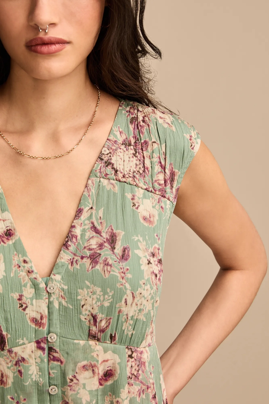 CINCHED PLEATED BUTTON DOWN MIDI DRESS, image 2