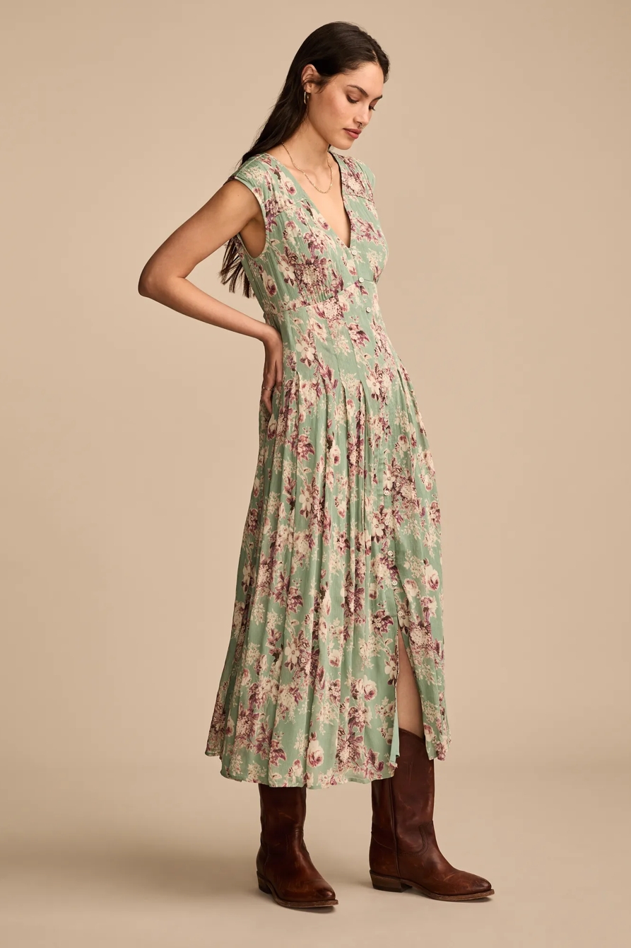 CINCHED PLEATED BUTTON DOWN MIDI DRESS, image 4