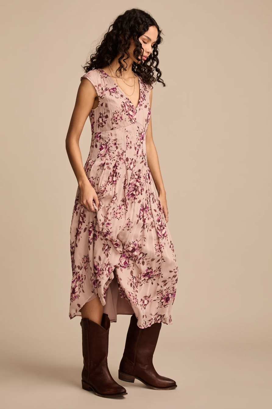 CINCHED PLEATED BUTTON DOWN MIDI DRESS, image 4