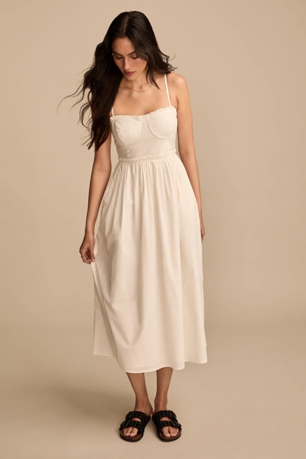 CORSET POPLIN MIDI DRESS, image 3