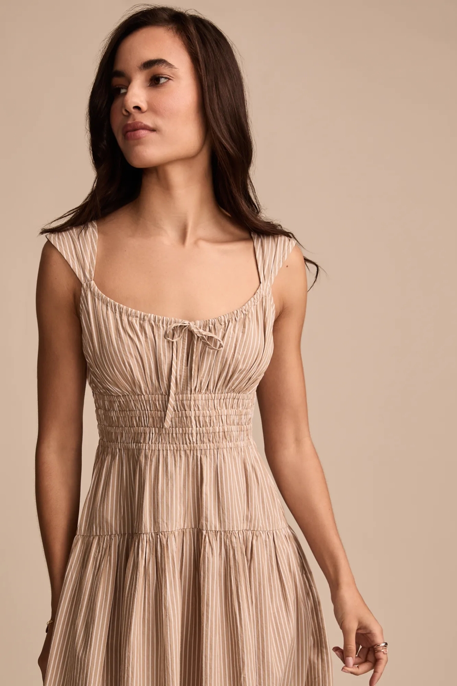 CINCHED WAIST POPLIN MIDI DRESS, image 2