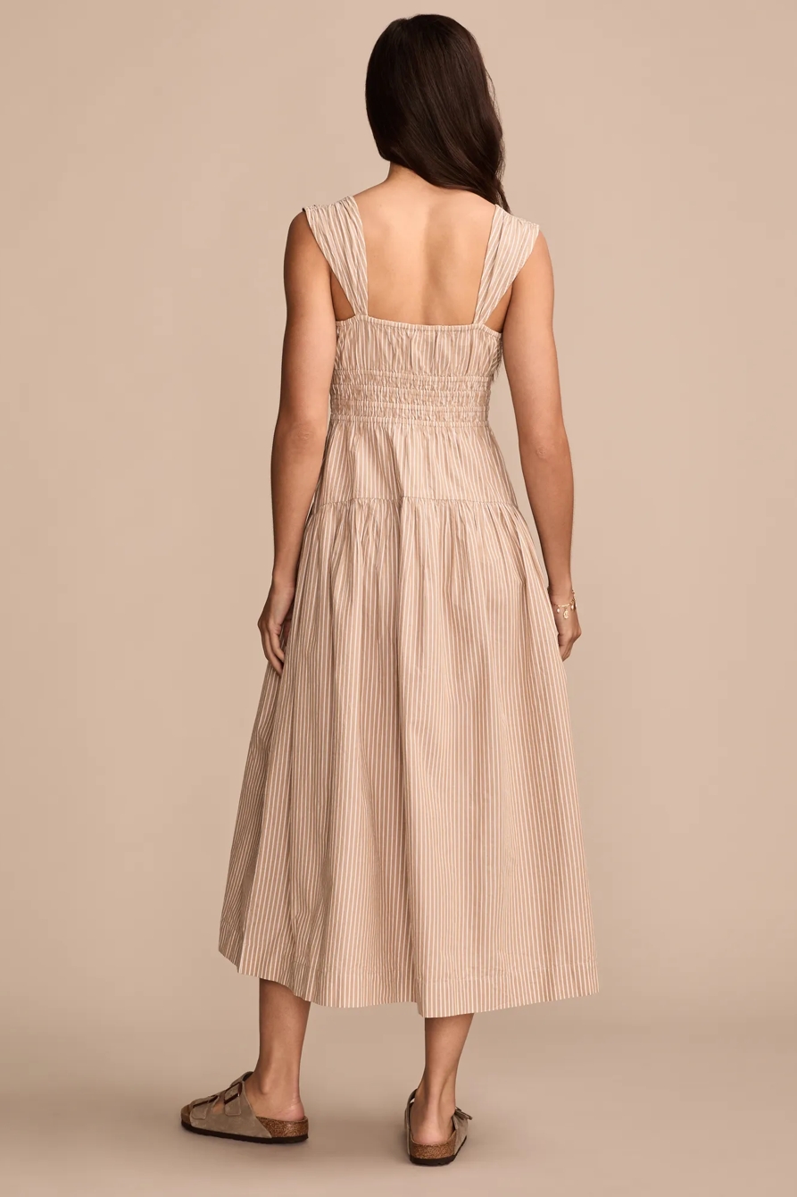 CINCHED WAIST POPLIN MIDI DRESS, image 5