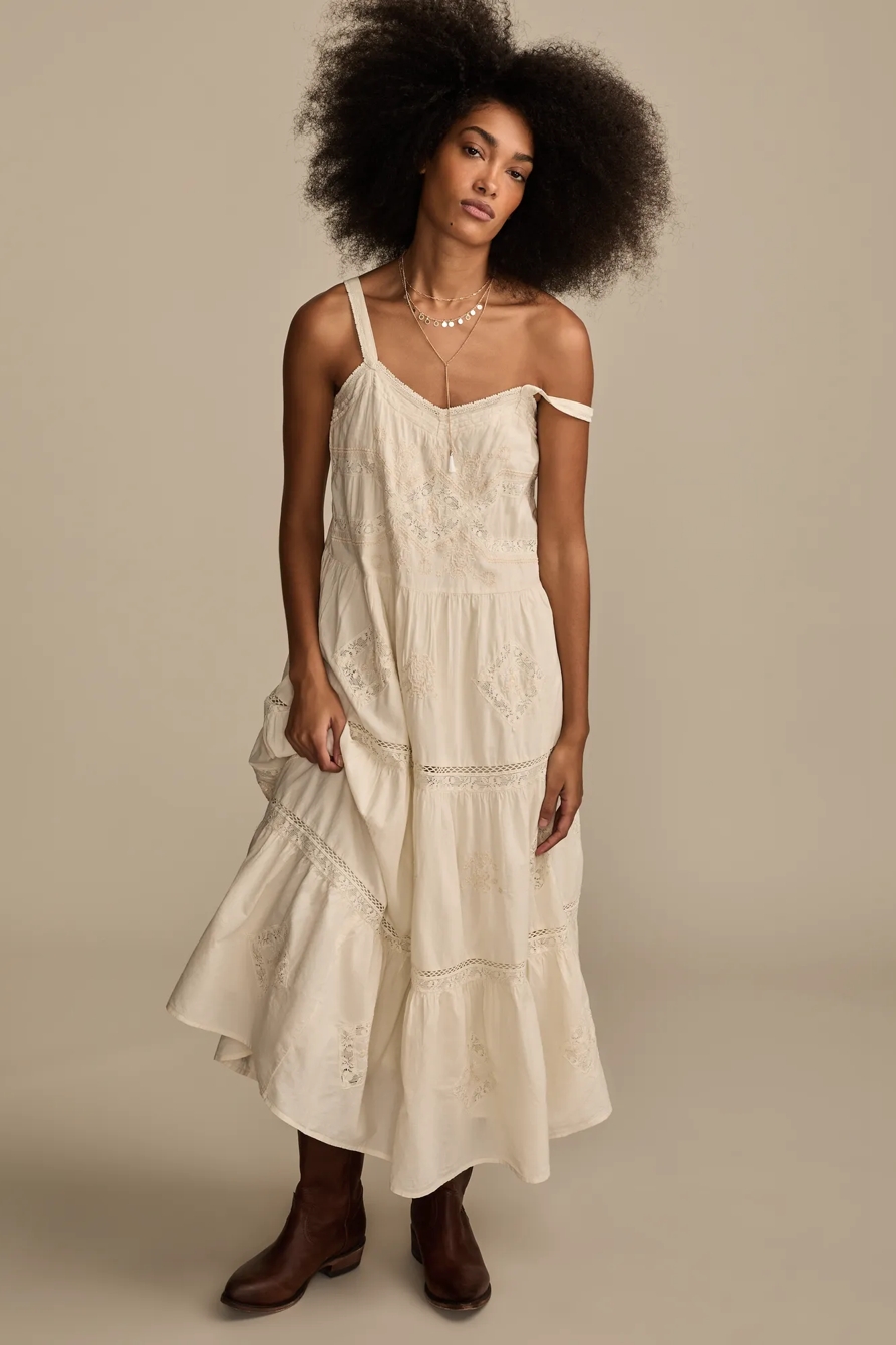 EMBROIDERED LACE TIERED MAXI DRESS, image 3