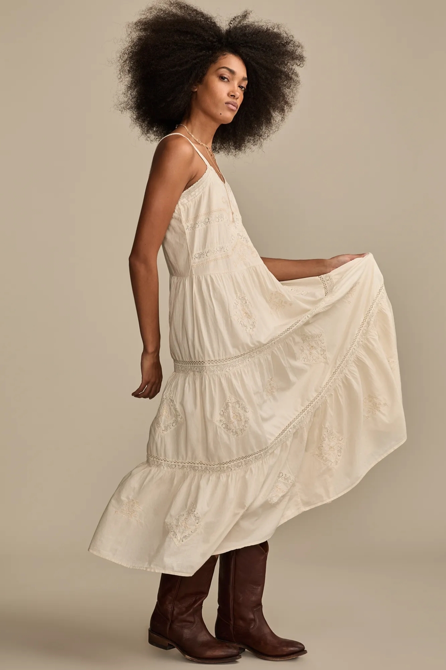 EMBROIDERED LACE TIERED MAXI DRESS, image 4
