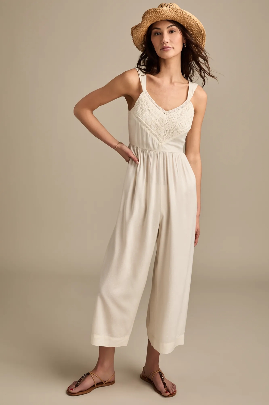 RUCHED LACE WIDE LEG JUMPSUIT, image 3