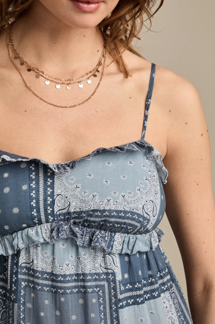 PATCHWORK RUFFLE TIERED MINI DRESS, image 2