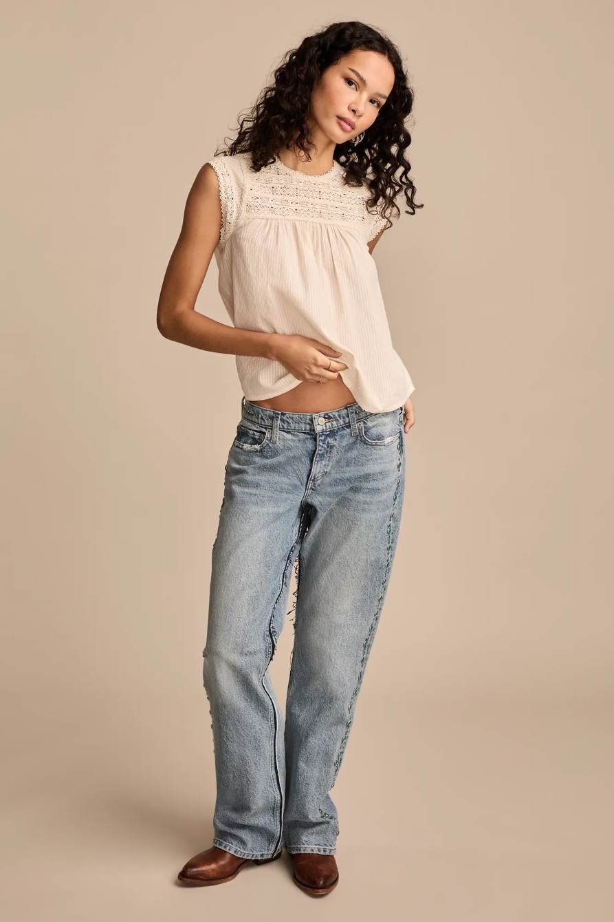 LACE NECK PINTUCK SHELL TOP, image 5