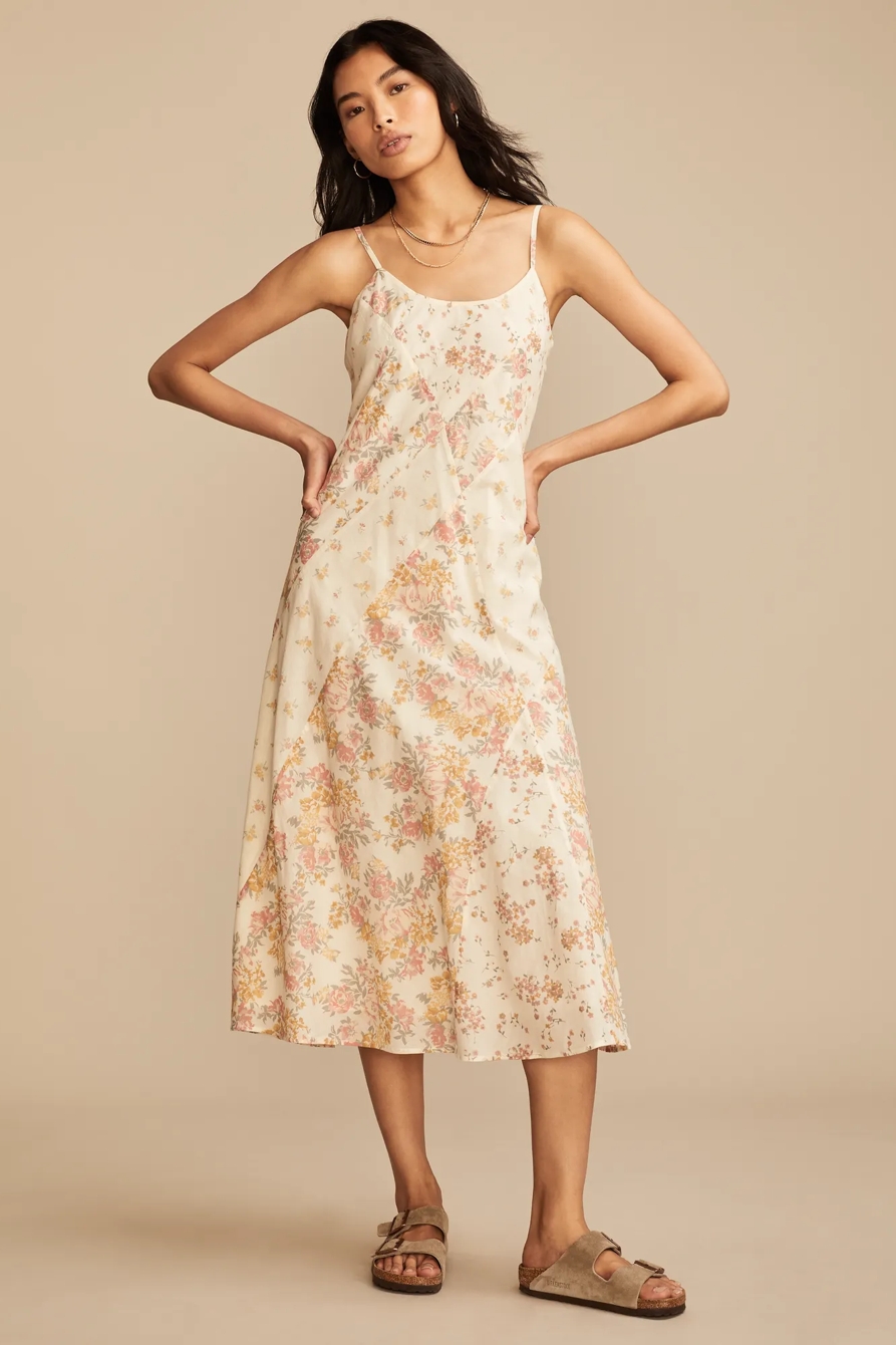 PATCHWORK PRINT MIDI SLIP DRESS, image 2