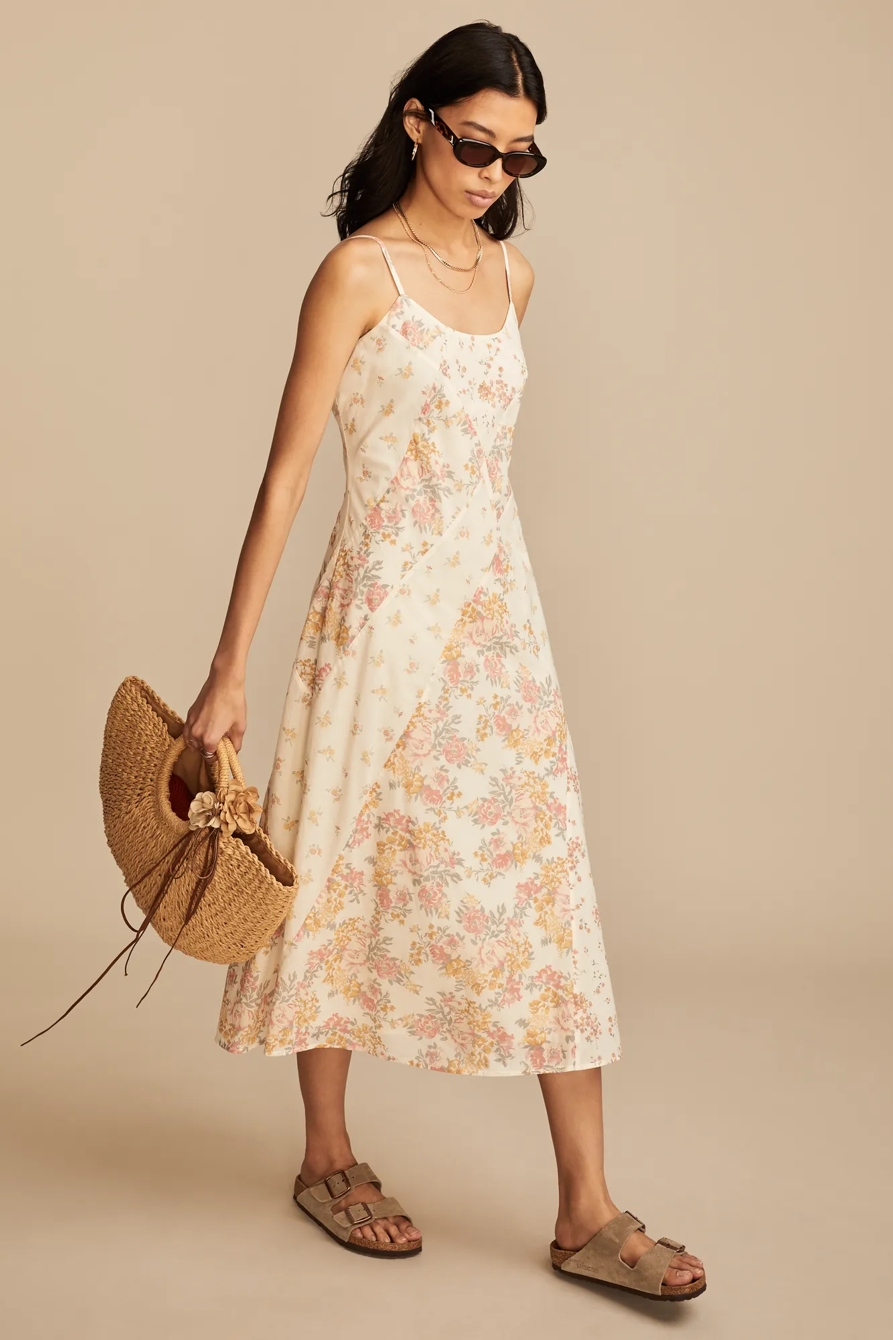 PATCHWORK PRINT MIDI SLIP DRESS, image 3