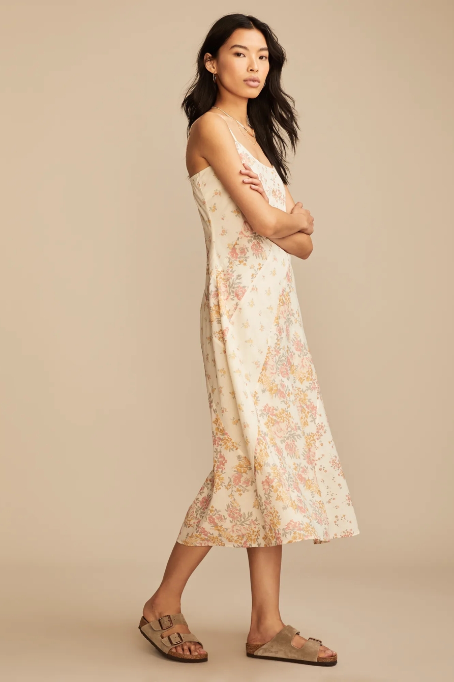 PATCHWORK PRINT MIDI SLIP DRESS, image 4