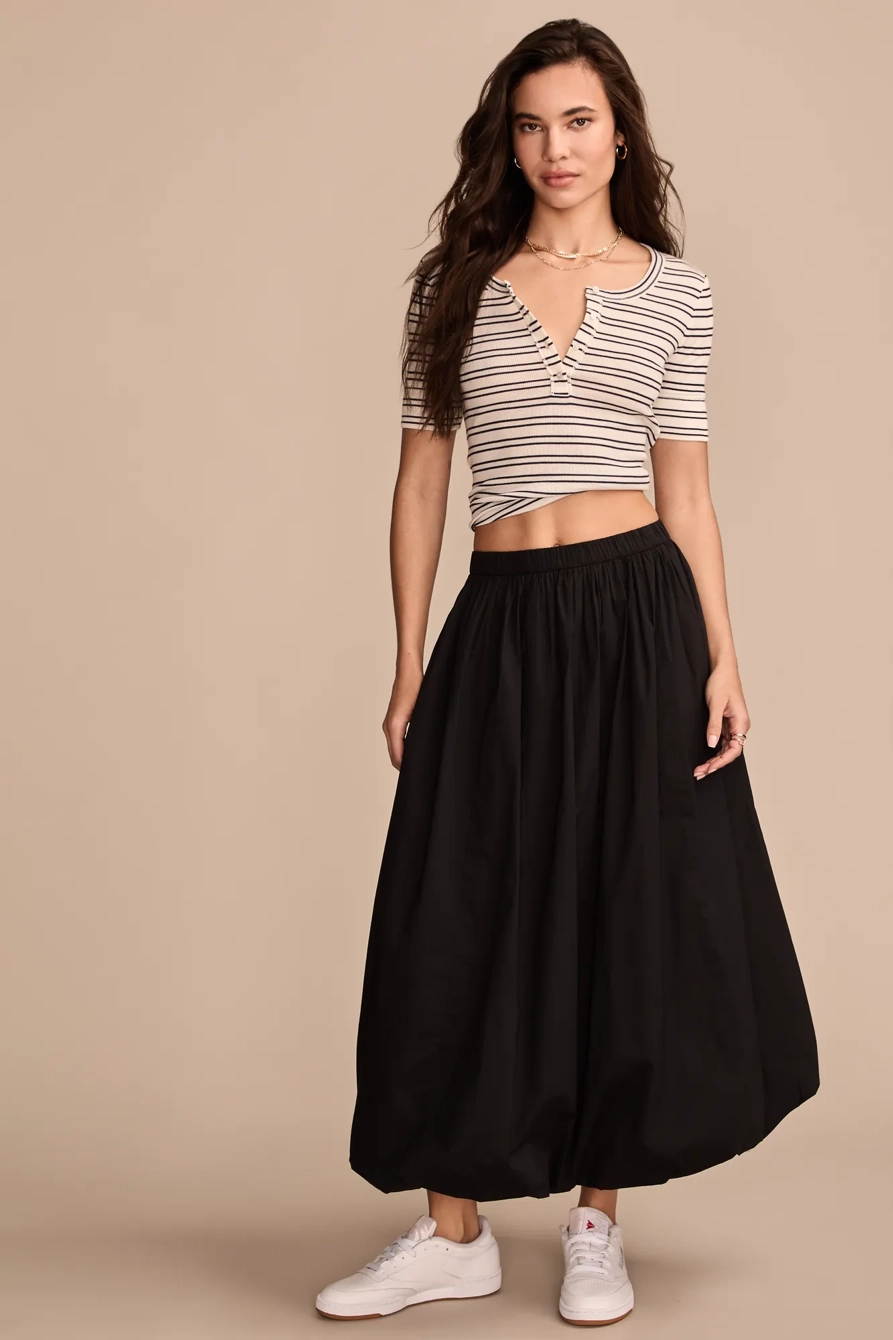 BUBBLE POPLIN MAXI SKIRT