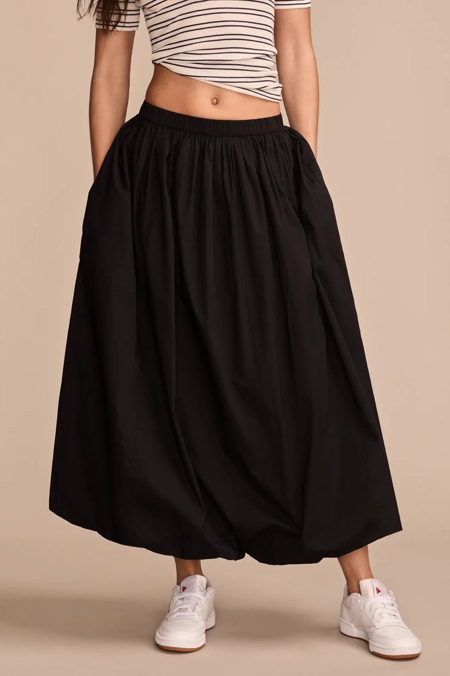 BUBBLE POPLIN MAXI SKIRT