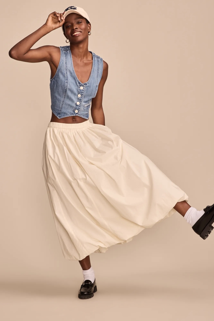 BUBBLE POPLIN MAXI SKIRT, image 3