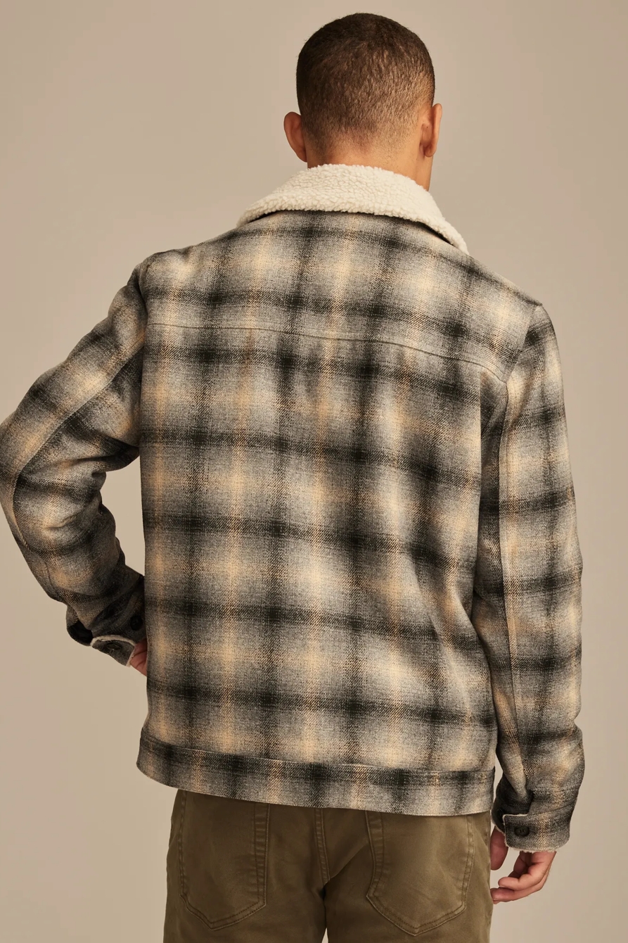 PLAID FAUX SHEARLING LINED TRUCKER JACKET, image 5