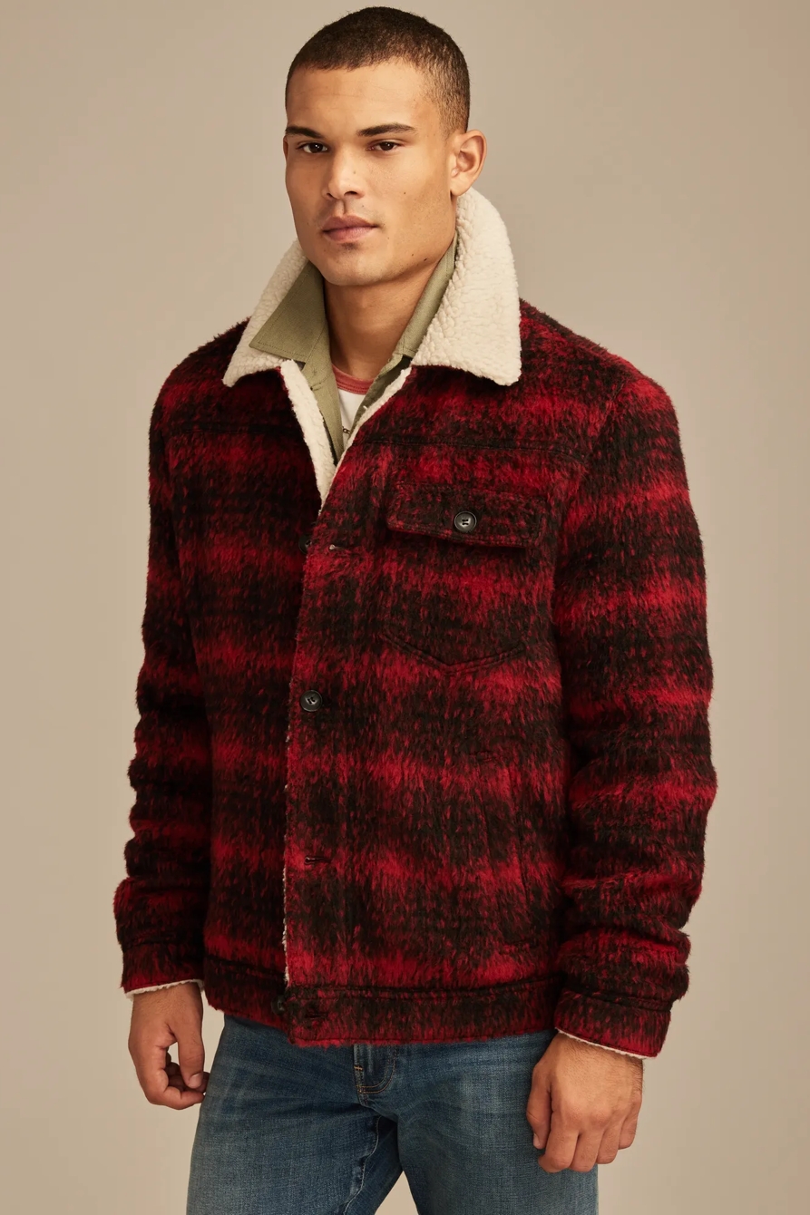 PLAID FAUX SHEARLING LINED TRUCKER JACKET, image 2