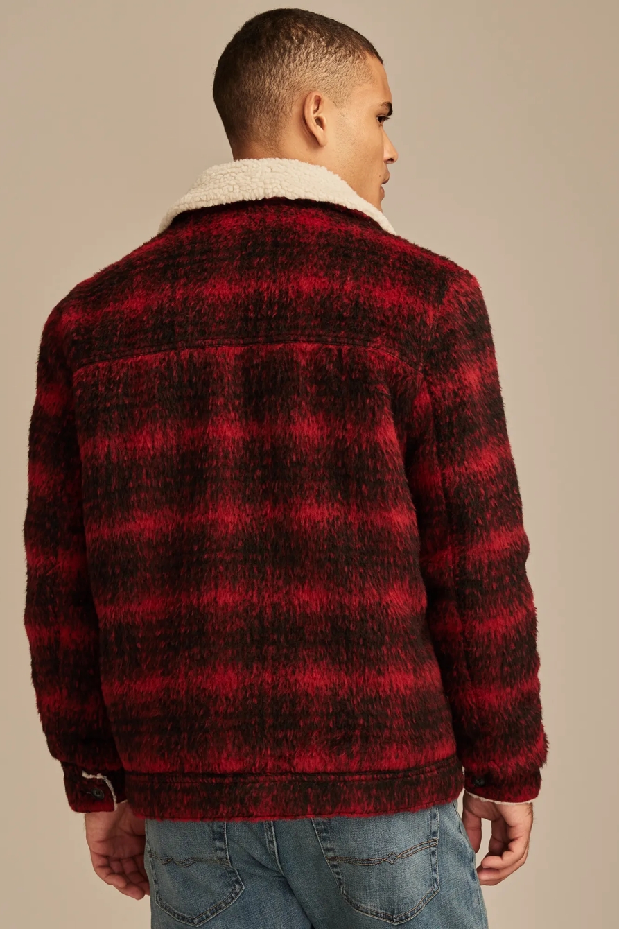PLAID FAUX SHEARLING LINED TRUCKER JACKET, image 5