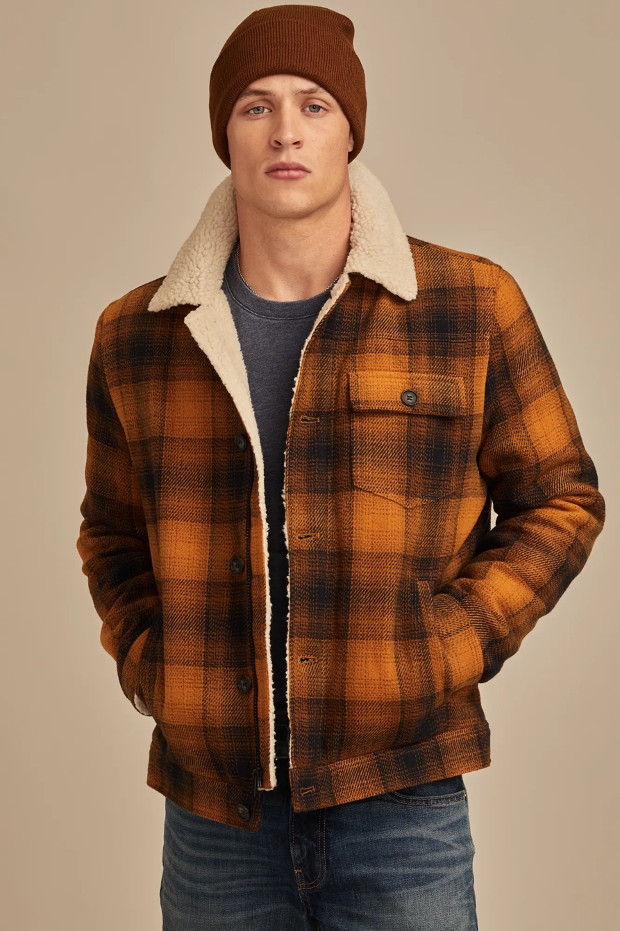 PLAID FAUX SHEARLING LINED TRUCKER JACKET, image 3