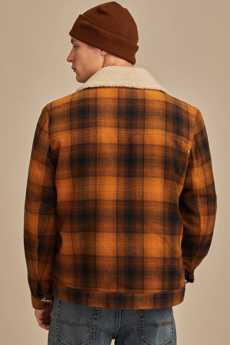 PLAID FAUX SHEARLING LINED TRUCKER JACKET, image 5