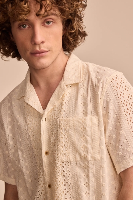 SHORT SLEEVE EYELET CAMP COLLAR SHIRT, image 2