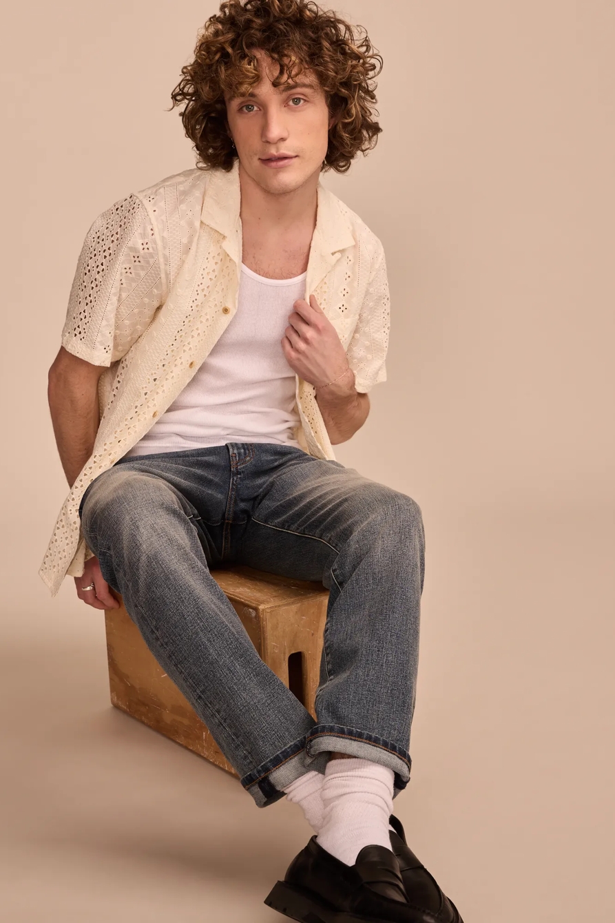 SHORT SLEEVE EYELET CAMP COLLAR SHIRT, image 5