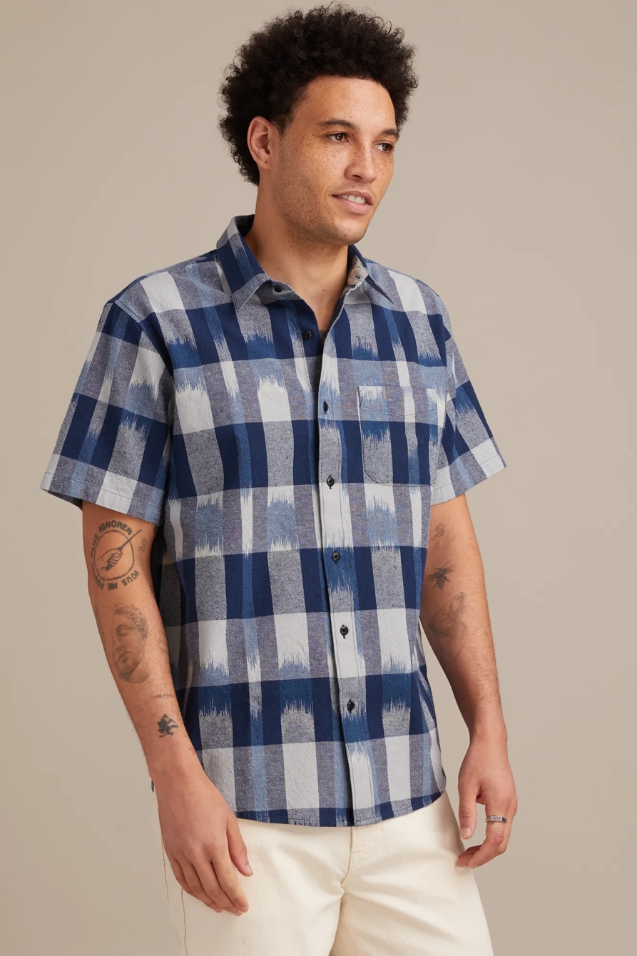 PLAID IKAT SHORT SLEEVE SHIRT, image 3