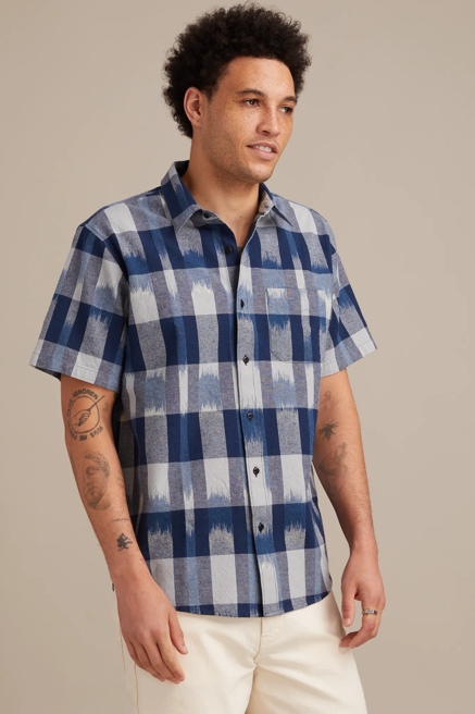 PLAID IKAT SHORT SLEEVE SHIRT, image 3
