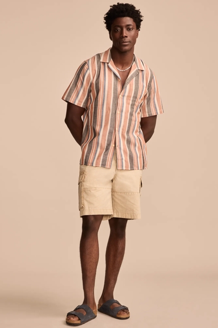 STRIPED SHORT SLEEVE CAMP COLLAR SHIRT, image 3