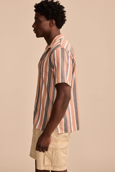 STRIPED SHORT SLEEVE CAMP COLLAR SHIRT, image 4